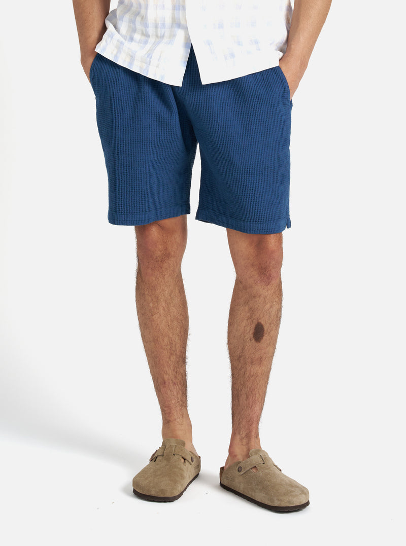 Navy Japanese Waffle Simple Short