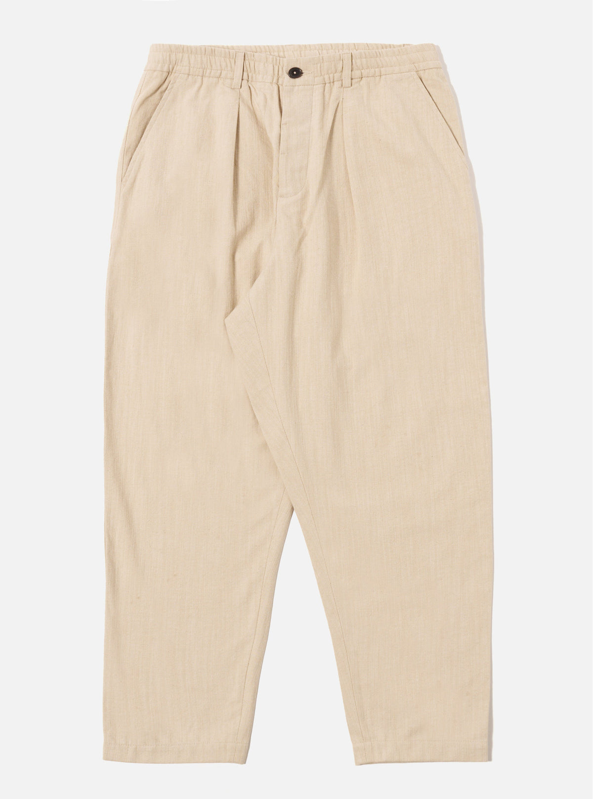 Ecru Vintage Twill Weave Pleated Track Pant