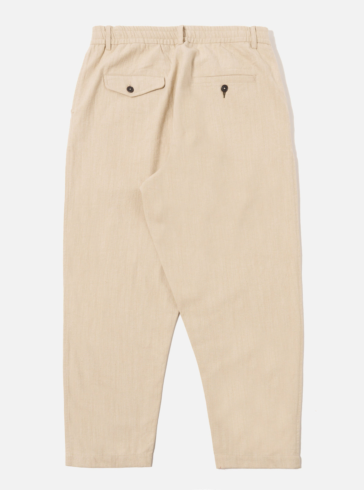 Ecru Vintage Twill Weave Pleated Track Pant