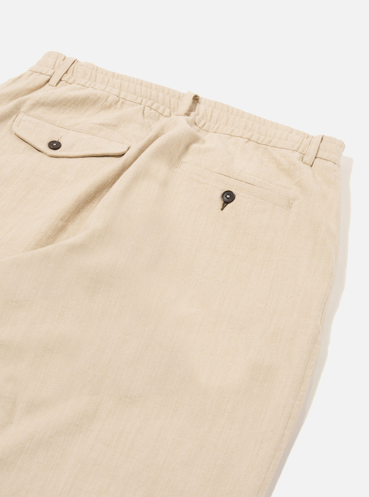 Ecru Vintage Twill Weave Pleated Track Pant