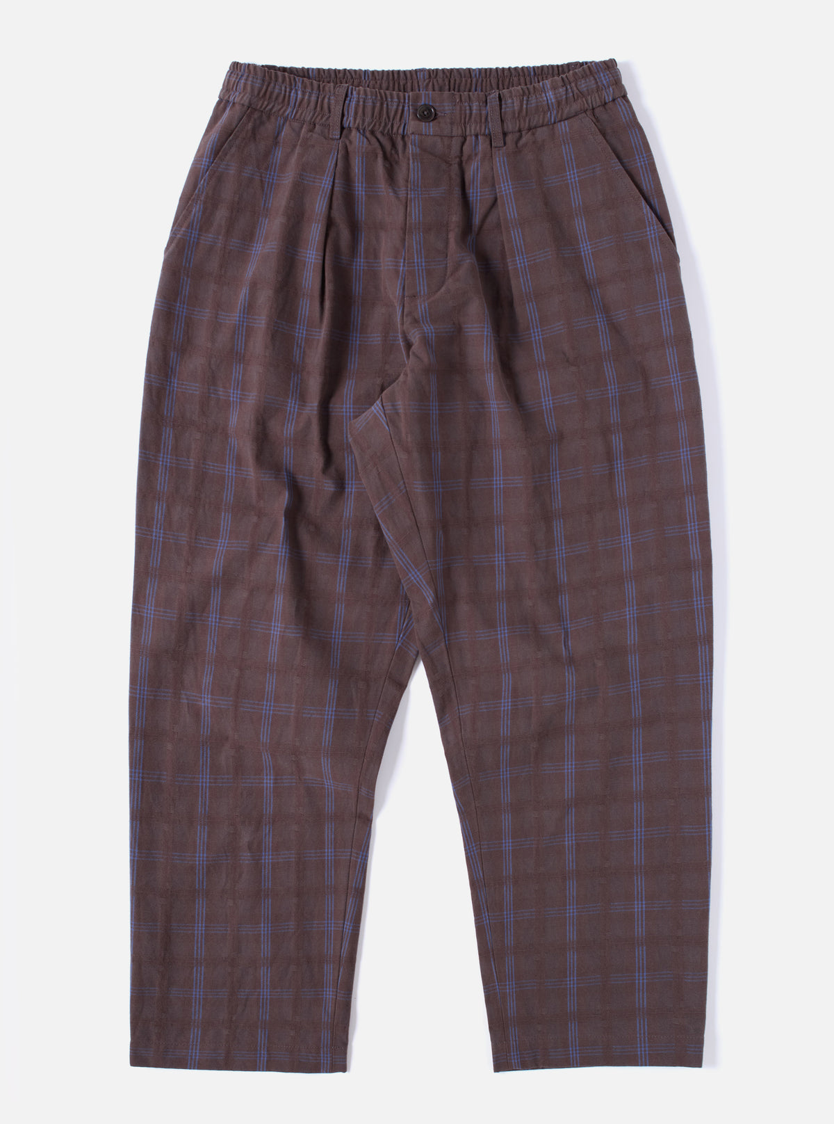 Brown Crans Cotton Check Oxford Pant