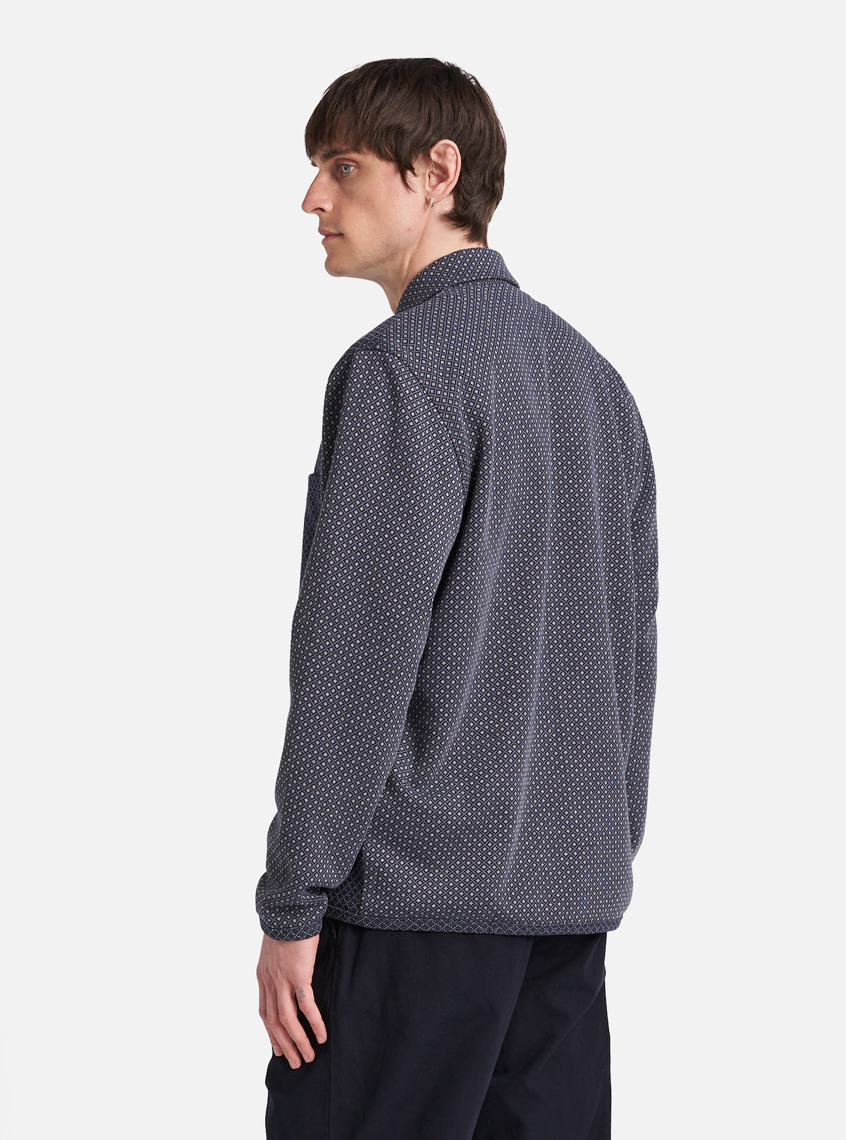 Navy Cotton Mix Fleece Cardigan