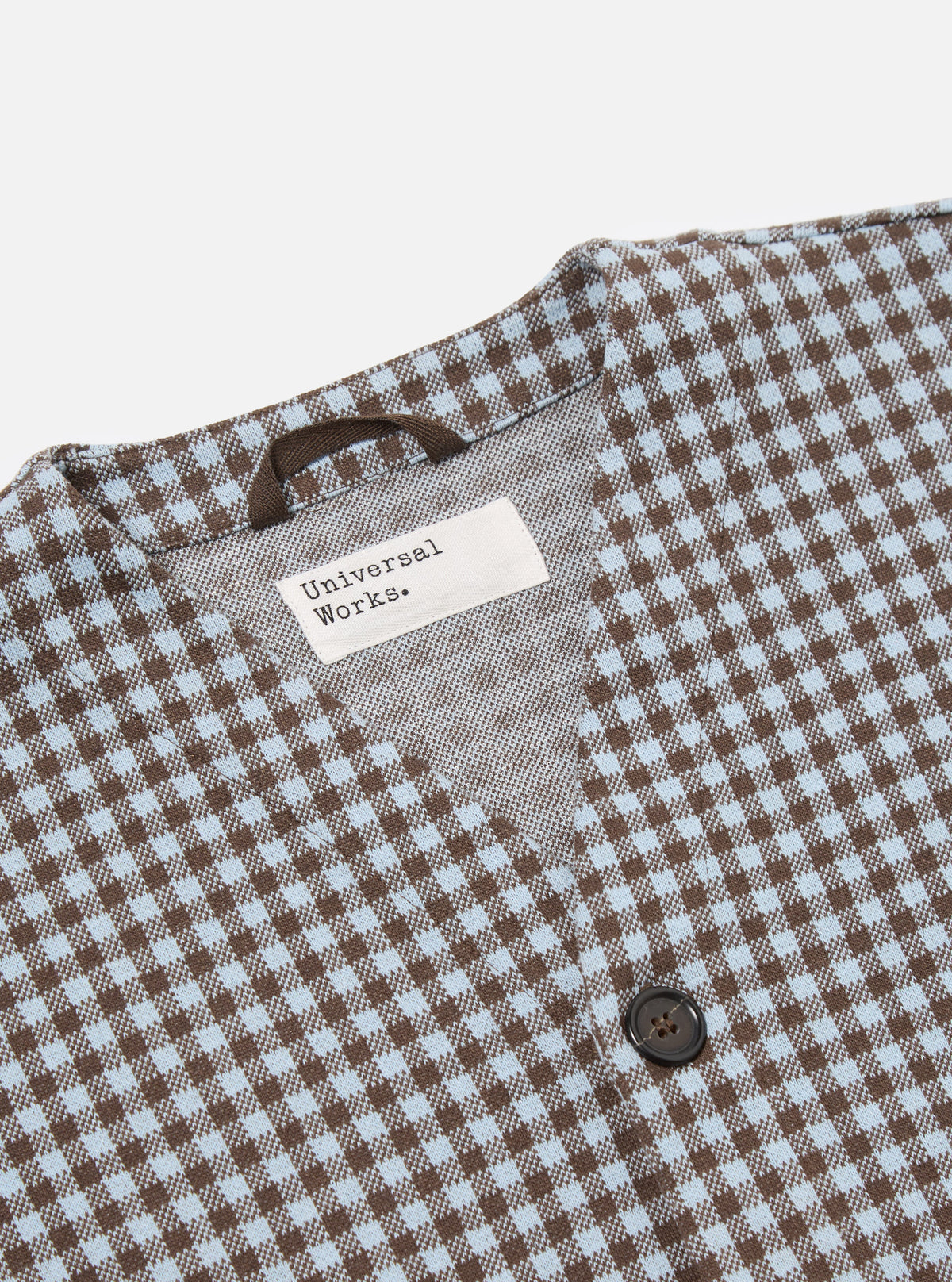 Brown/Sky Gingham Cotton Cardigan