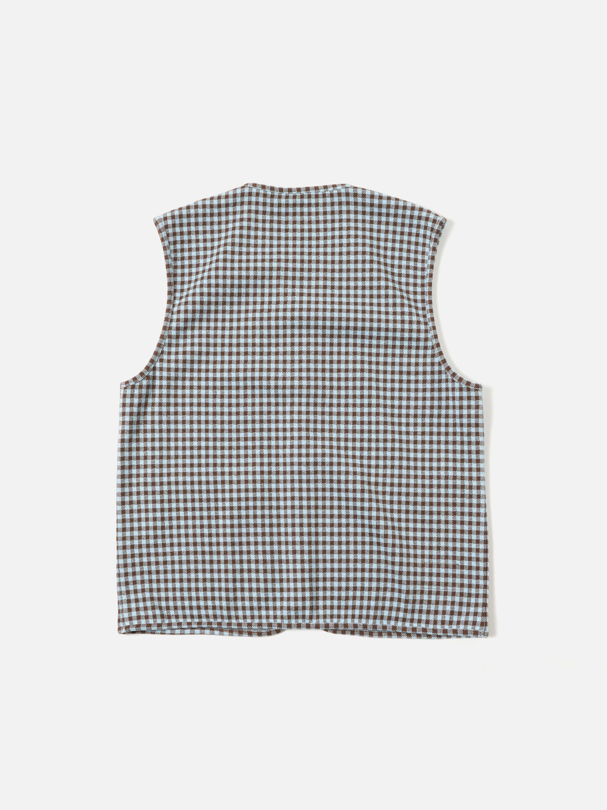 Brown/Sky Gingham Cotton Zip Gilet