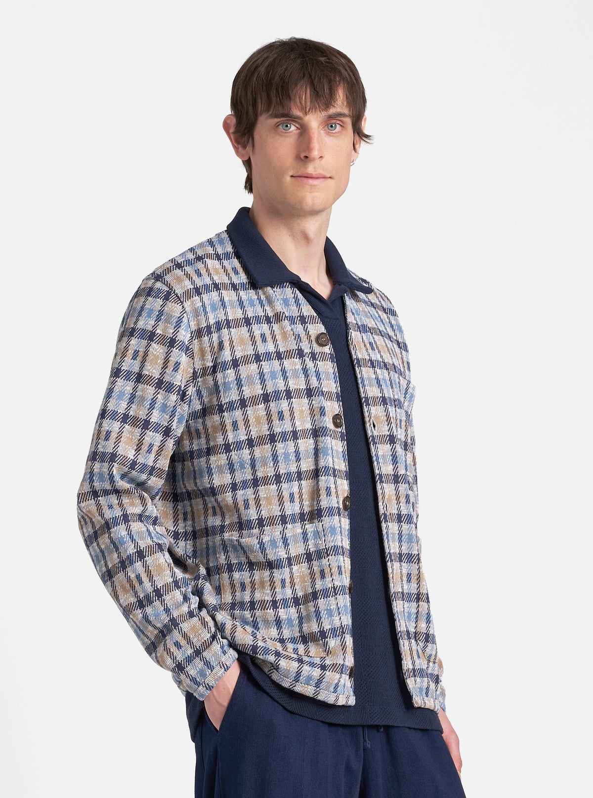 Brown/Blue Summer Check Cardigan