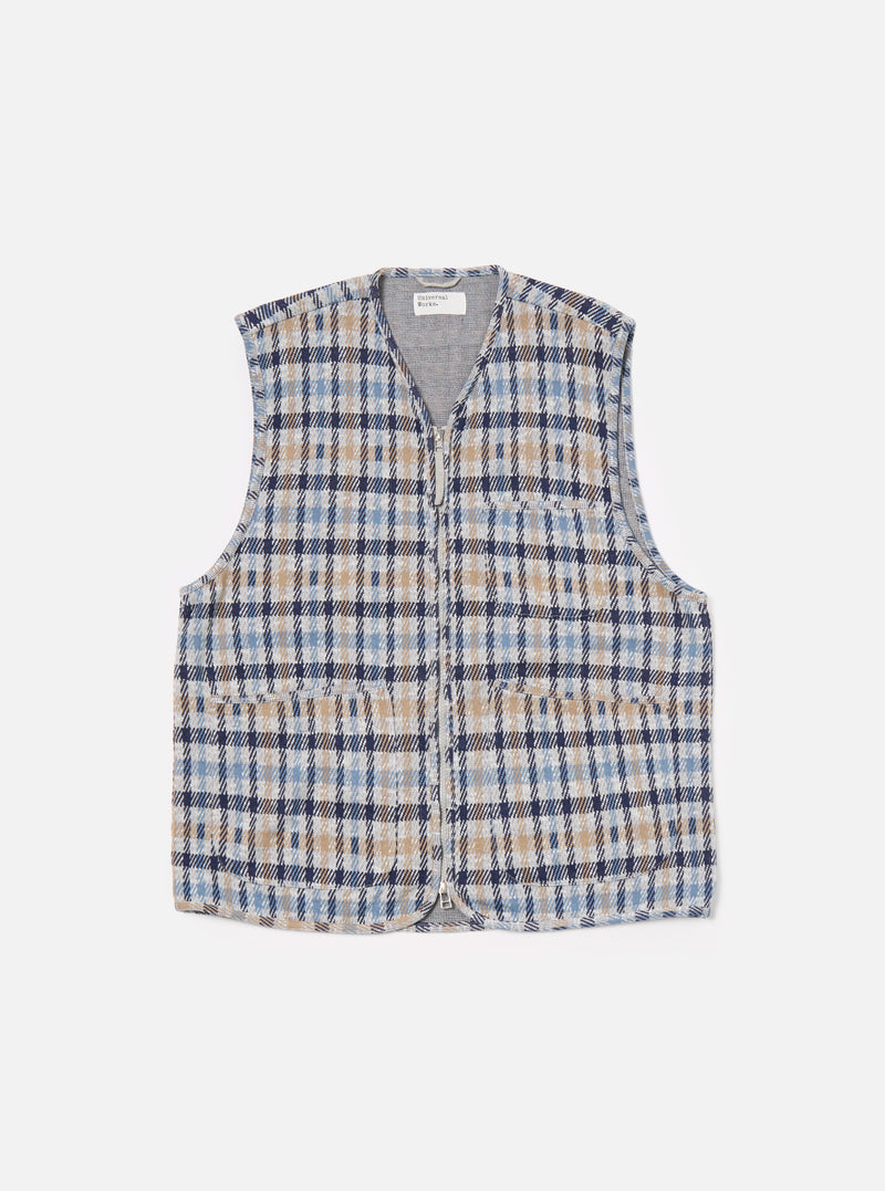 Brown/Blue Summer Check Zip Gilet