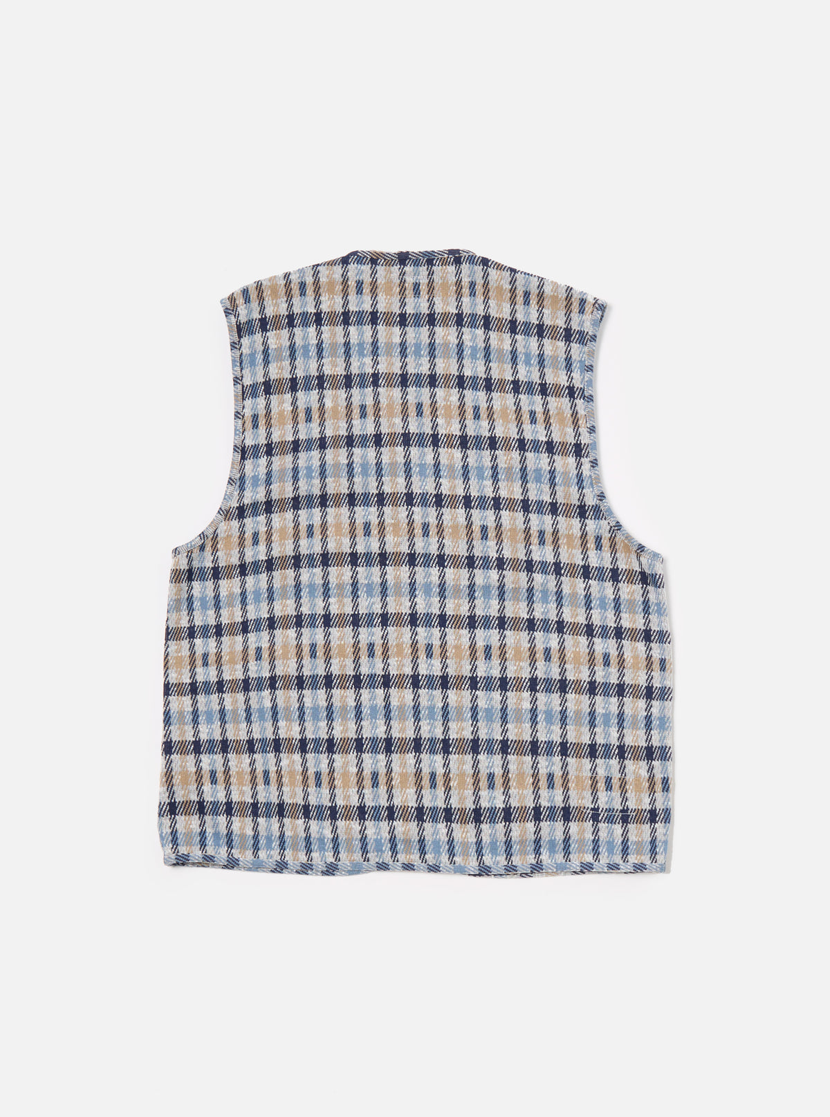 Brown/Blue Summer Check Zip Gilet