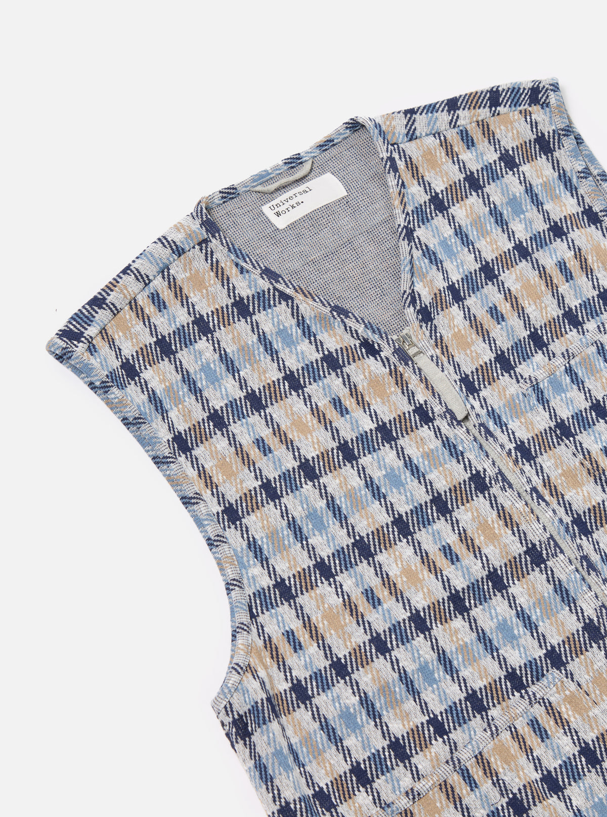 Brown/Blue Summer Check Zip Gilet