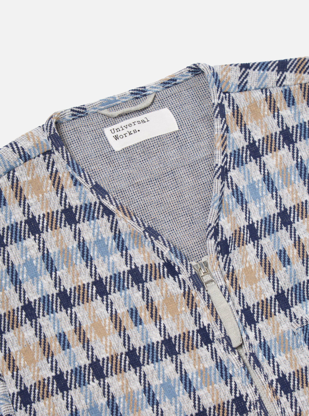 Brown/Blue Summer Check Zip Gilet