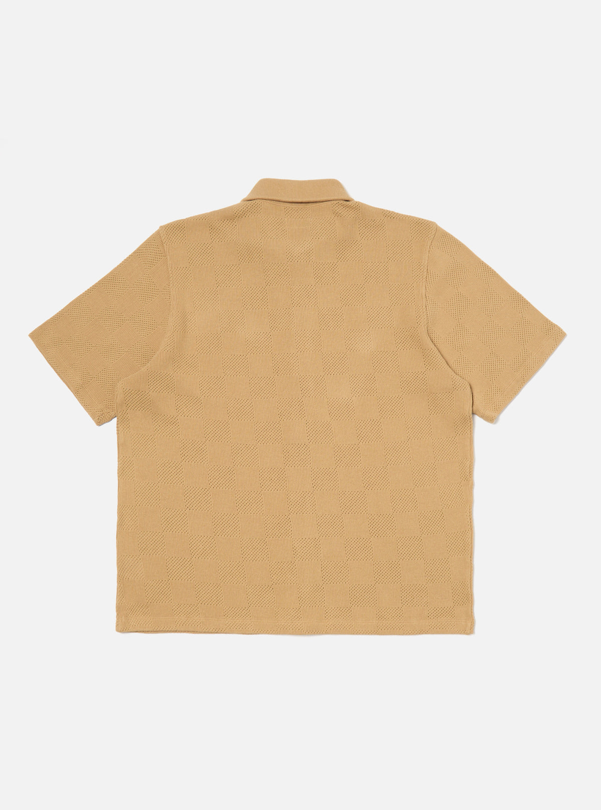Sand Fantasy Checkerboard Button Through Polo