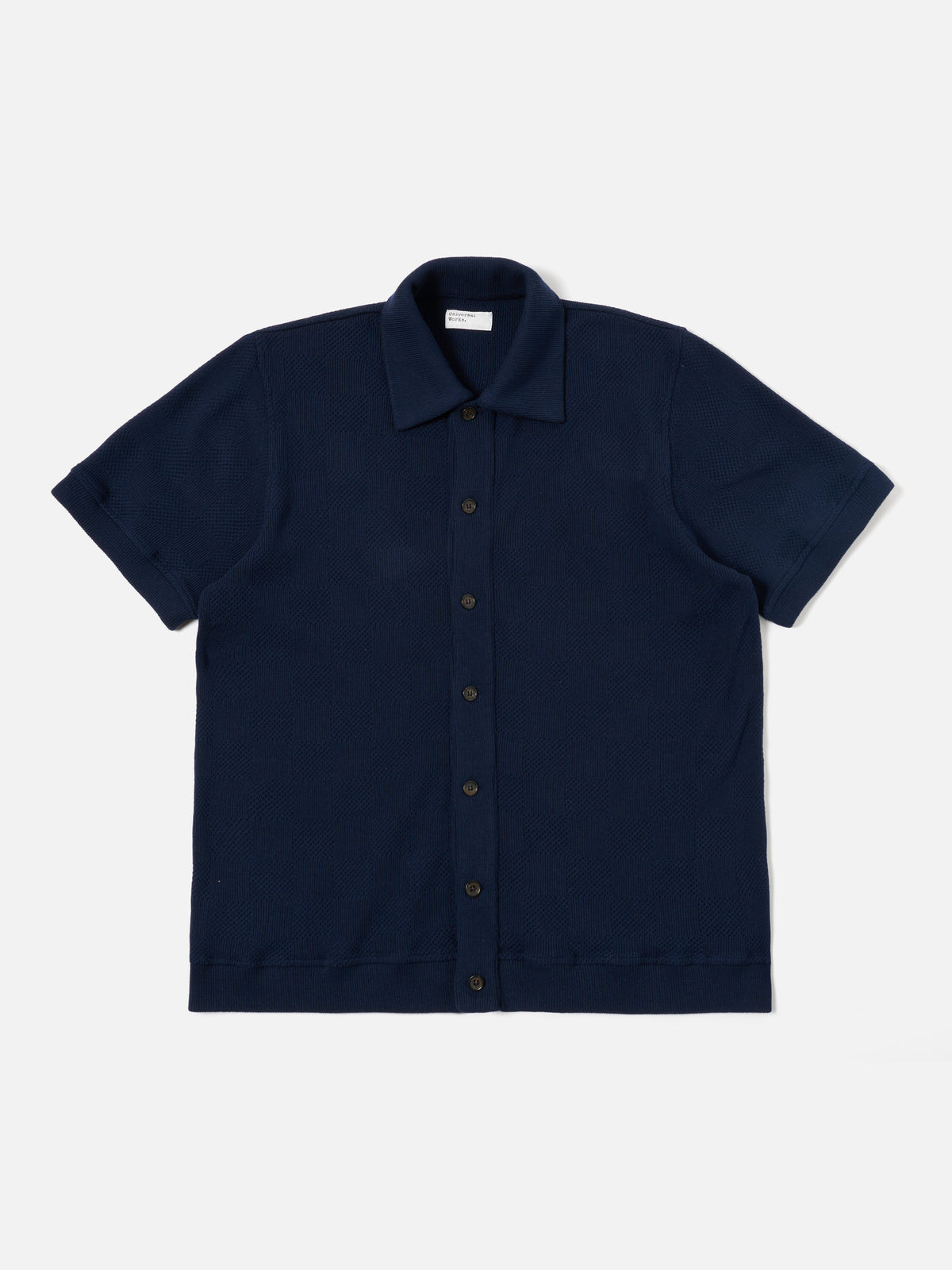 Bright Navy Fantasy Checkerboard Button Through Polo