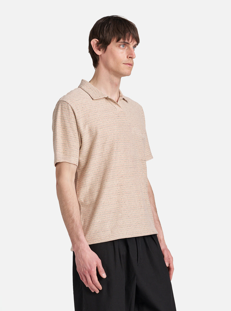 Ecru Stripe Lincot Stripe Jersey Vacation Polo