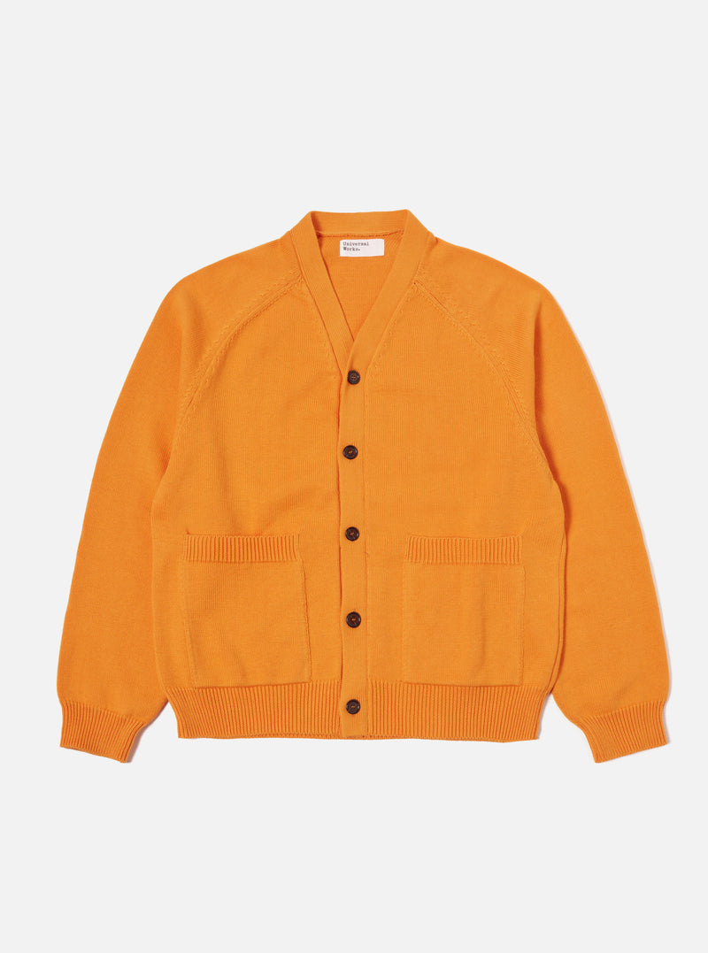 Orange Cotton Knit Pocket David Cardigan