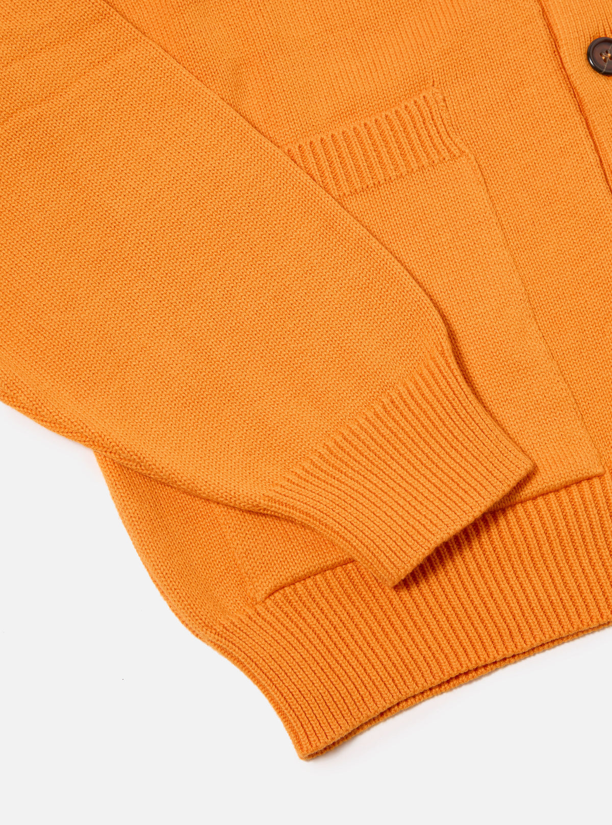 Orange Cotton Knit Pocket David Cardigan