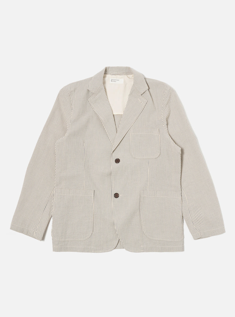 Grey Derby Stripe Two Button Jacket
