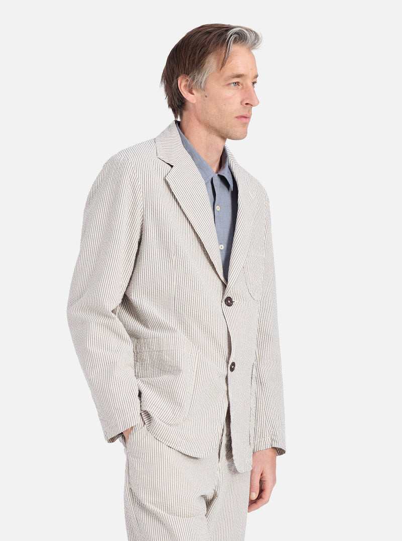 Grey Derby Stripe Two Button Jacket