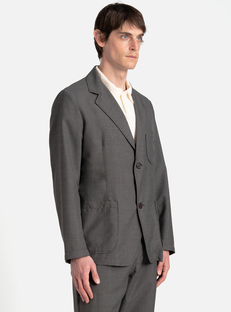 Grey Marl Tropical Suiting Two Button Jacket