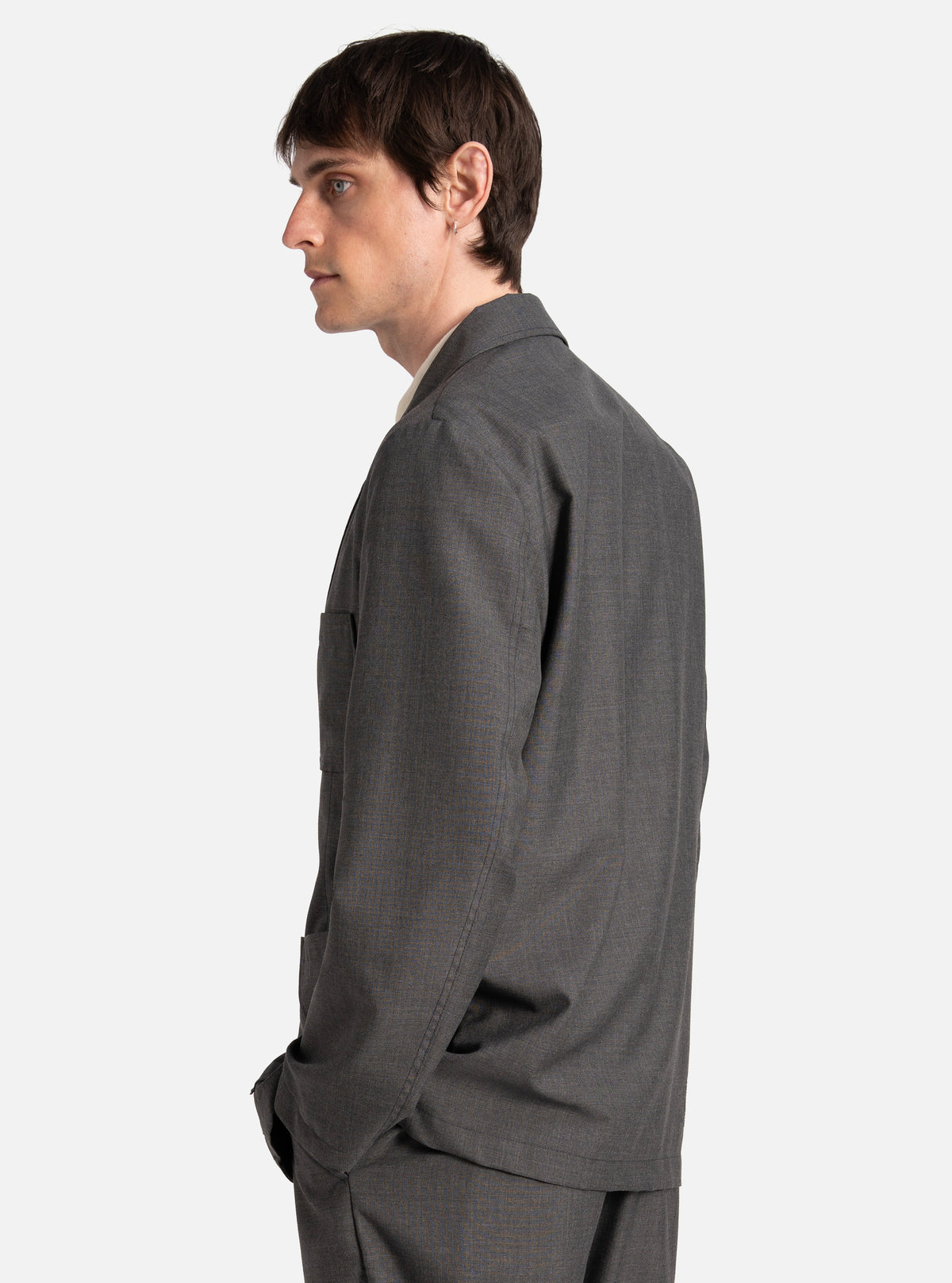 Grey Marl Tropical Suiting Two Button Jacket