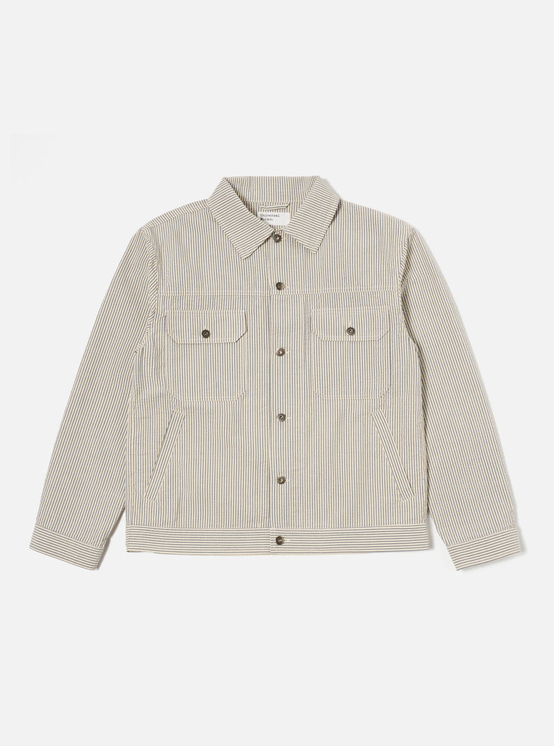 Grey Derby Stripe Trucker Jacket