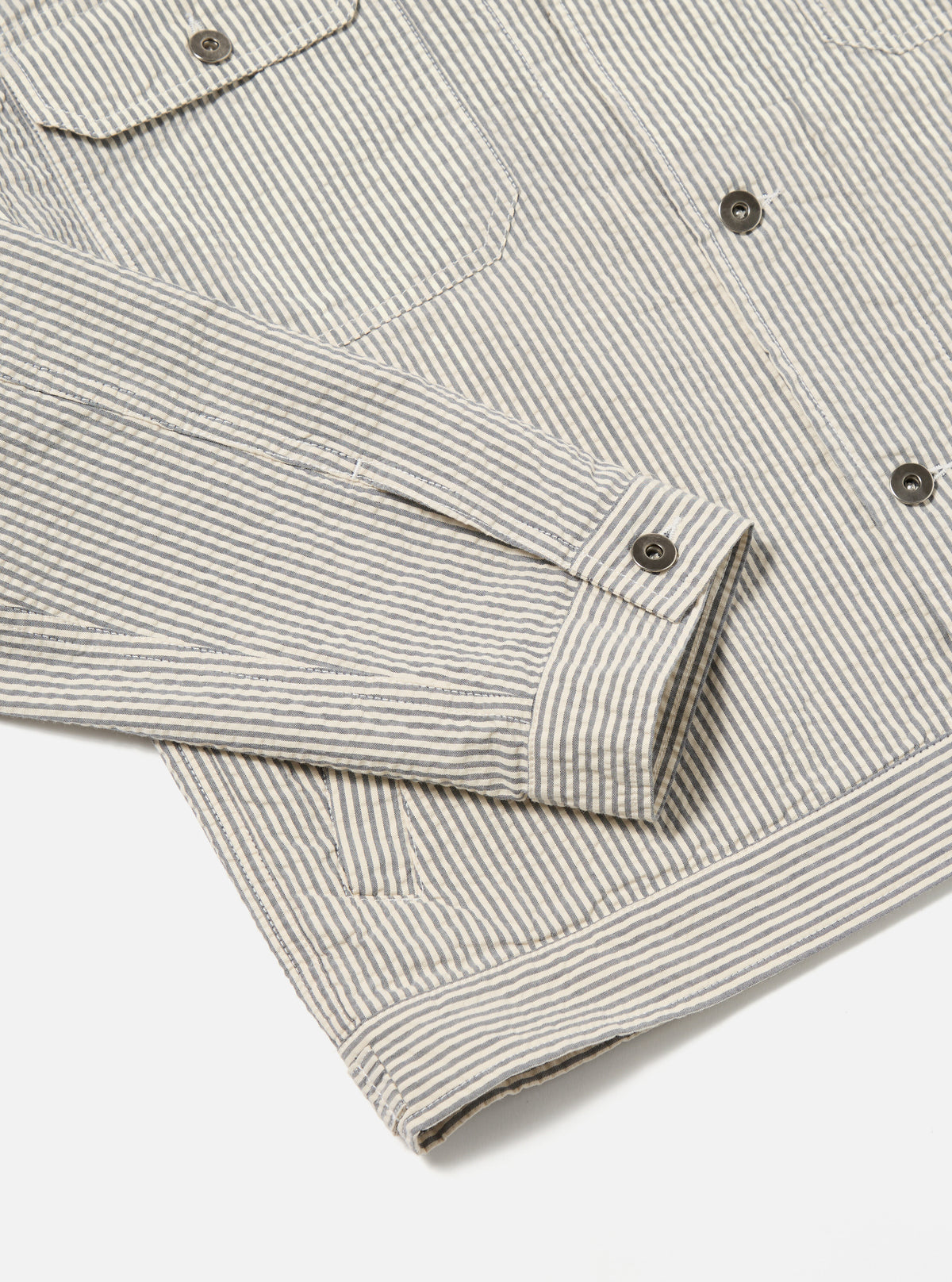 Grey Derby Stripe Trucker Jacket