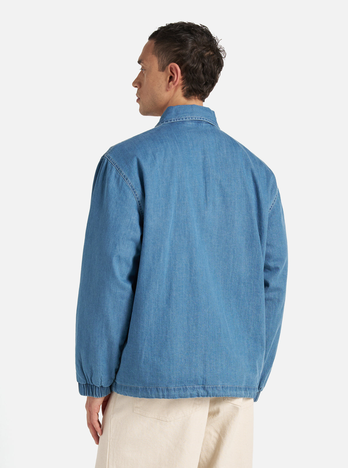 Washed Indigo 8oz Organic Denim Head Coach Jacket