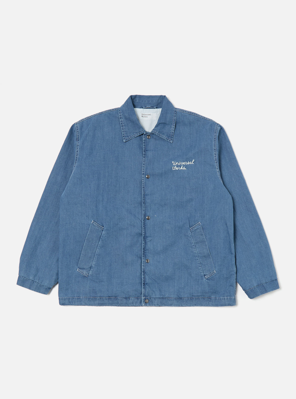 Washed Indigo 8oz Organic Denim Head Coach Jacket
