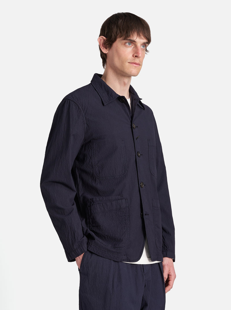 Navy Seersucker II Bakers Jacket