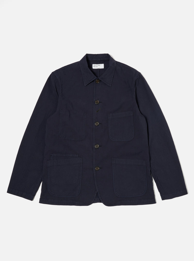 Navy Seersucker II Bakers Jacket