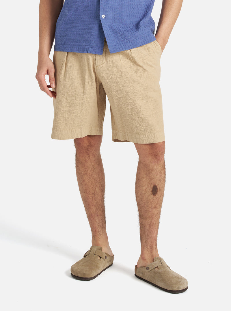 Sand Seersucker II Pleated Track Short