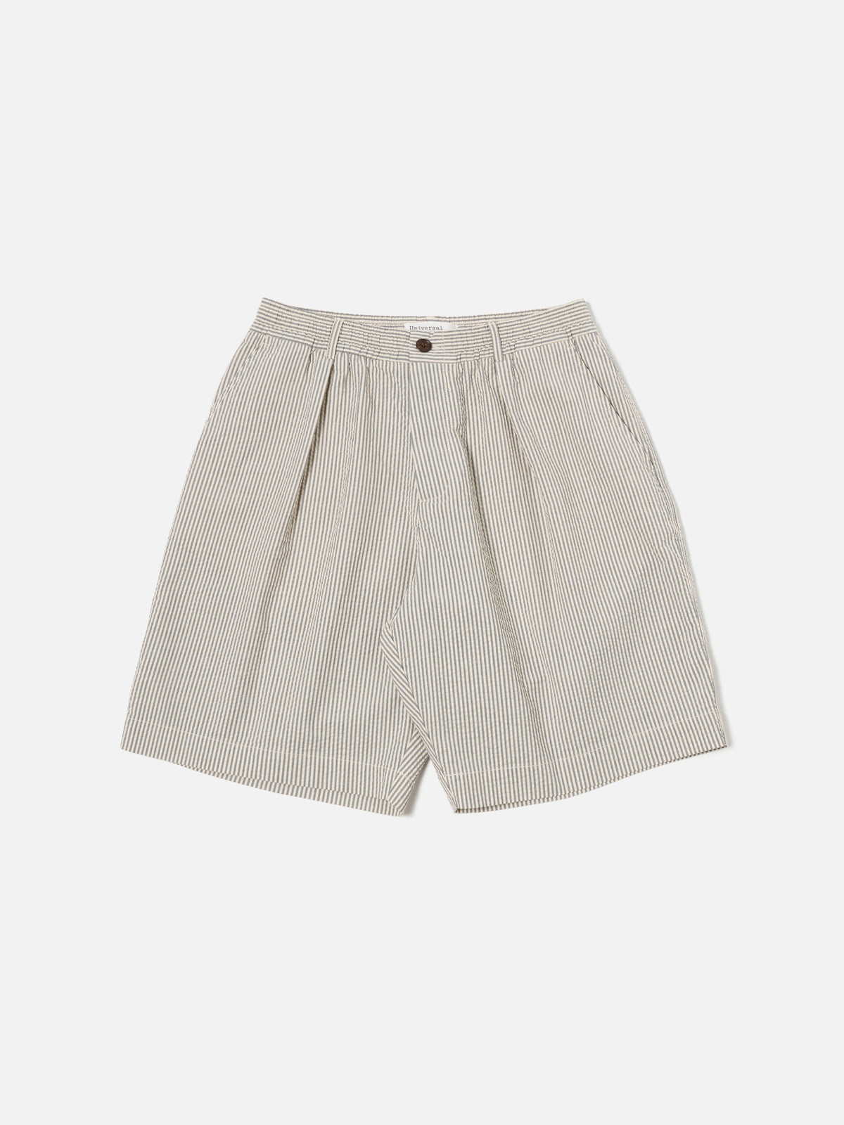 Grey Derby Stripe Pleated Track Short