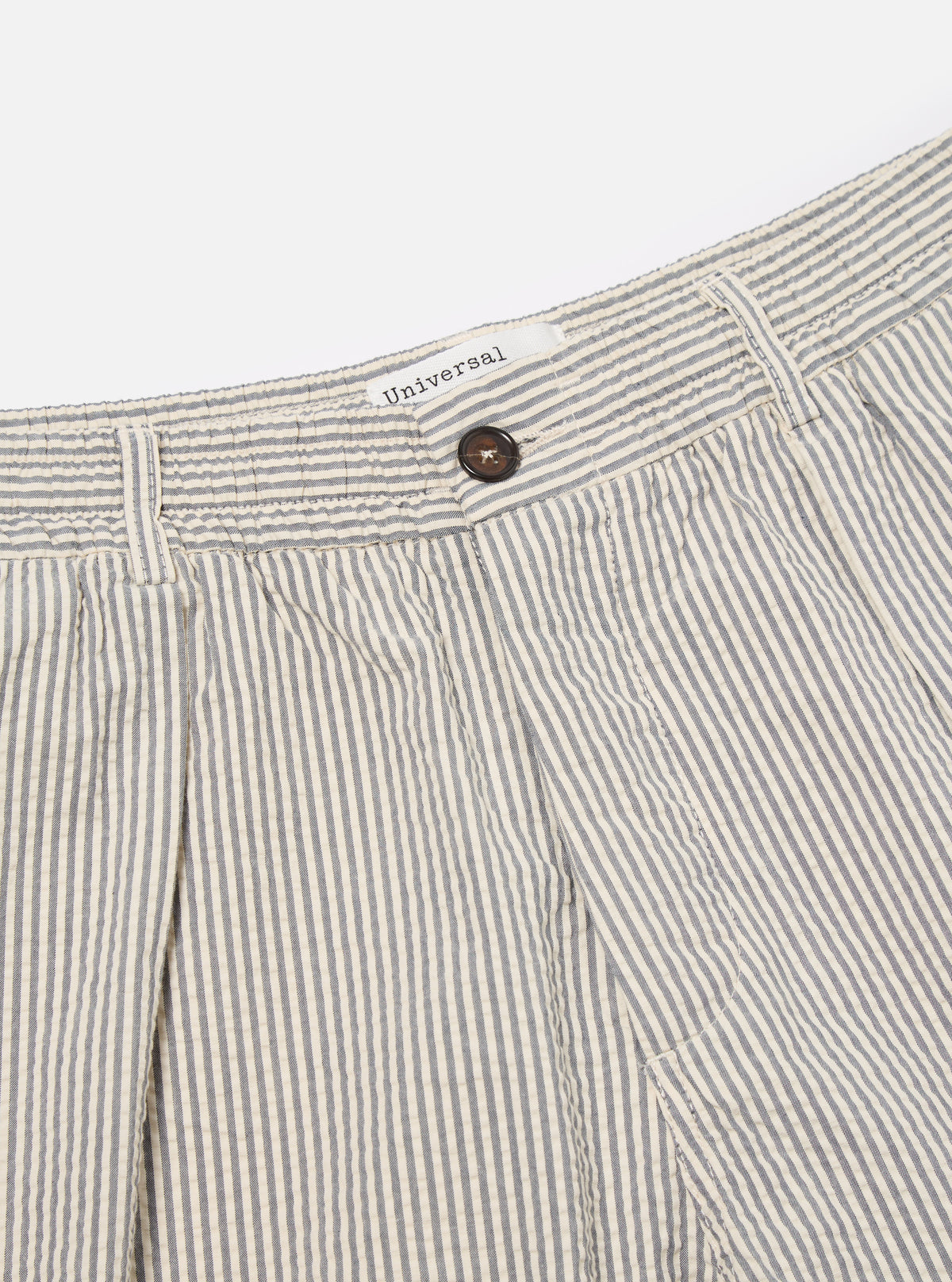 Grey Derby Stripe Pleated Track Short