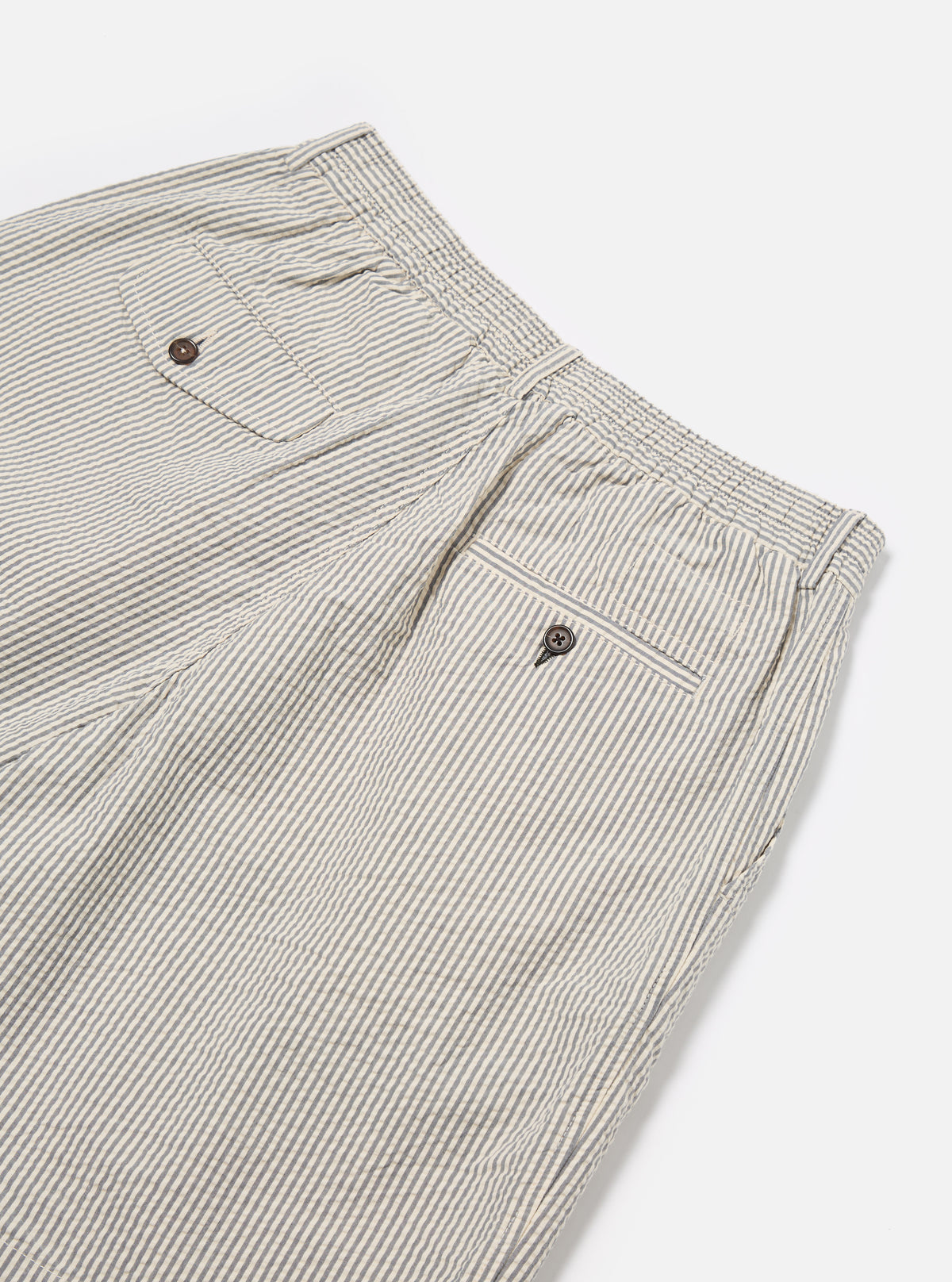 Grey Derby Stripe Pleated Track Short