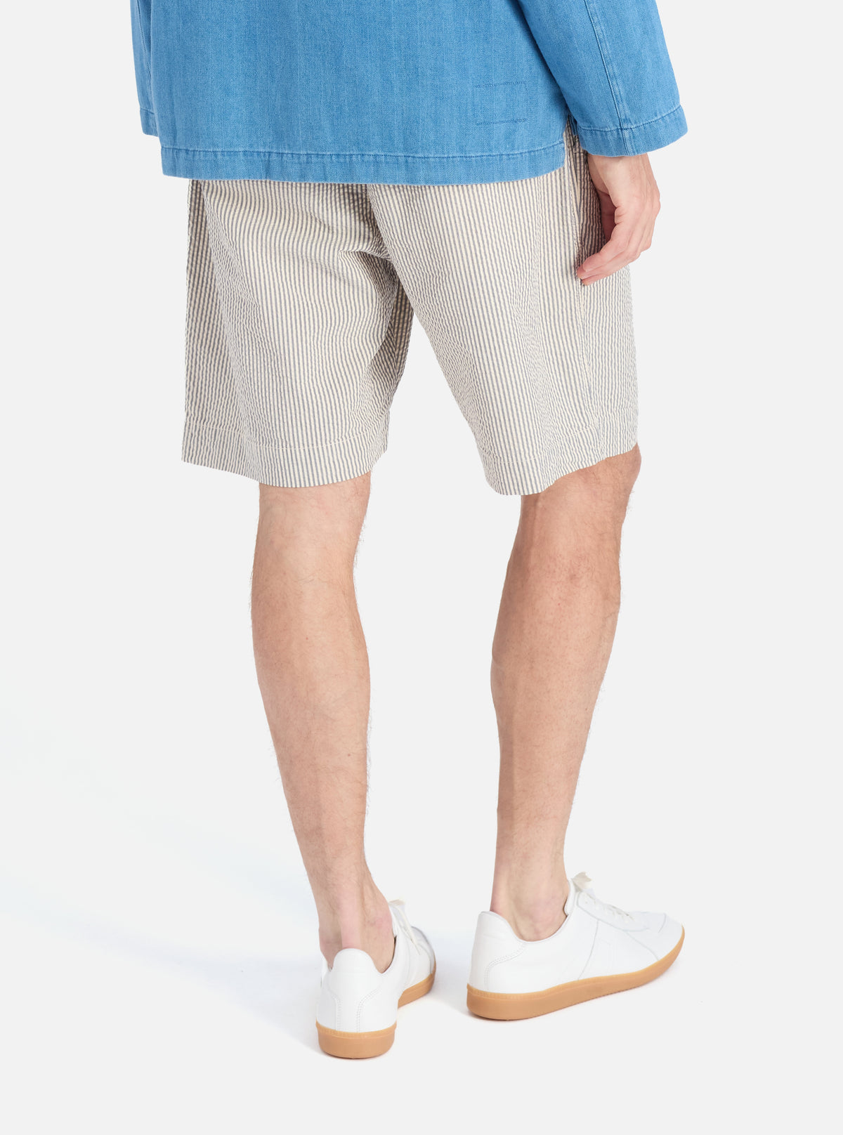 Grey Derby Stripe Pleated Track Short
