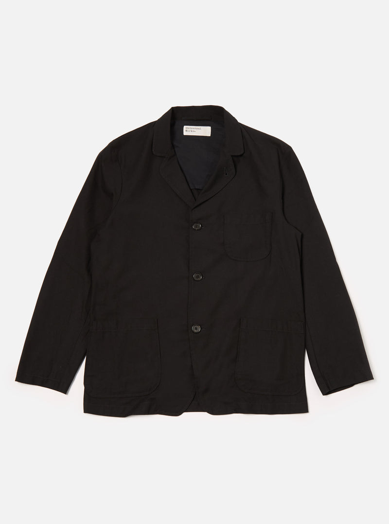 Black Valencia Cotton Three Button Jacket