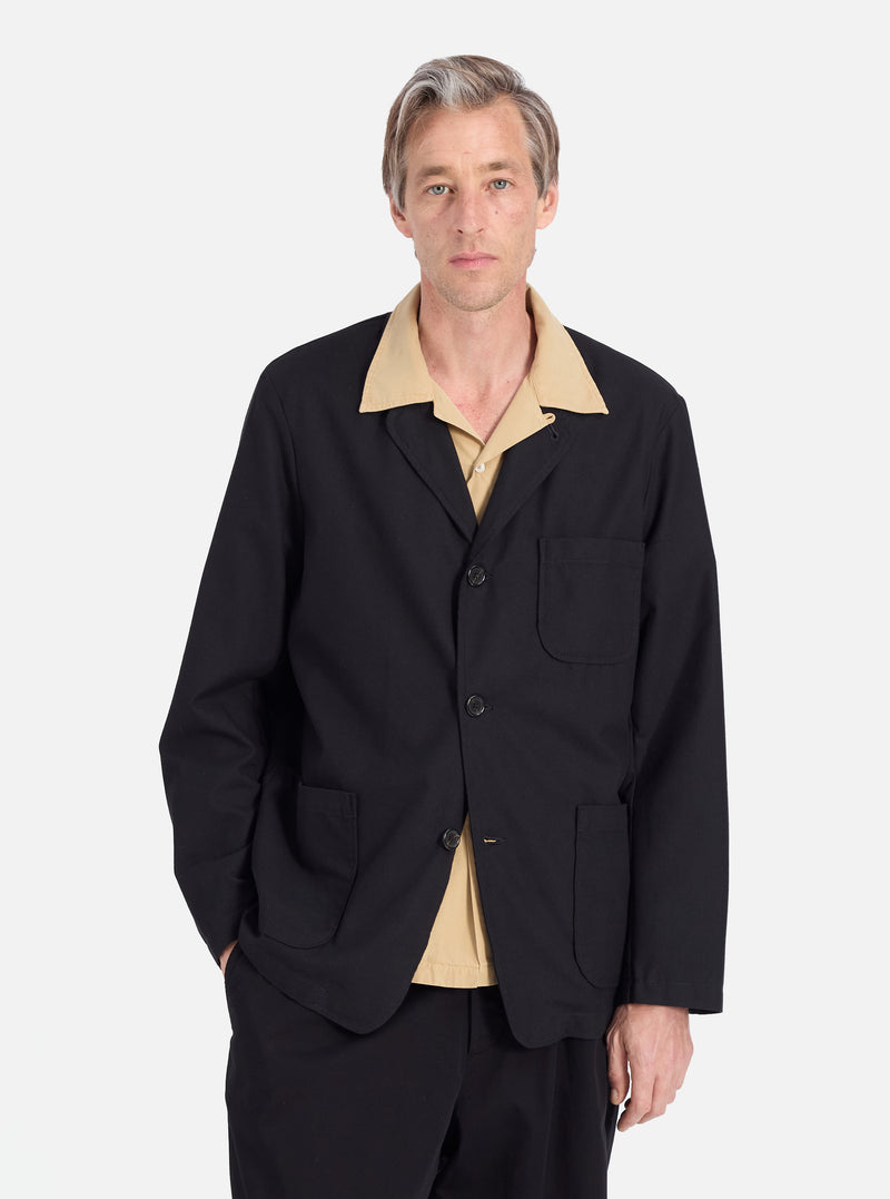 Black Valencia Cotton Three Button Jacket