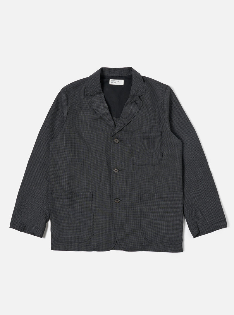 Black Mini Check Three Button Jacket