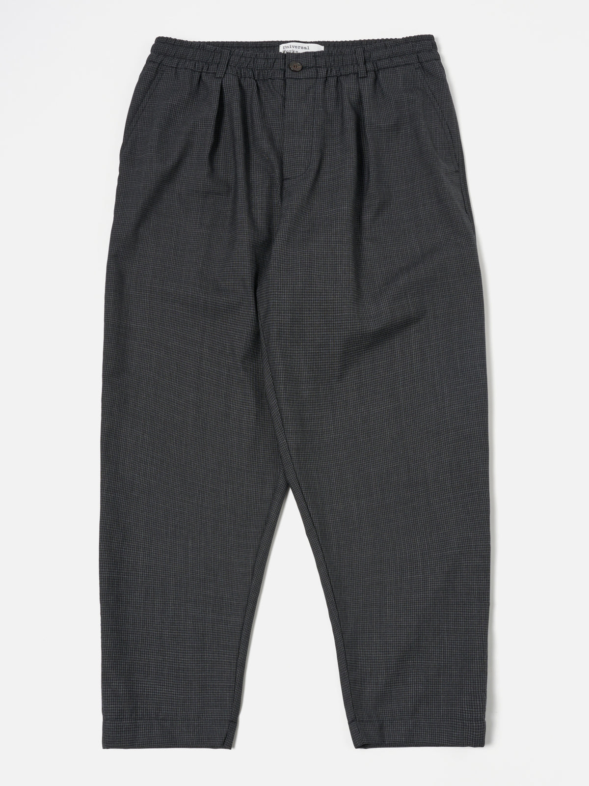 Black Mini Check Pleated Track Pant