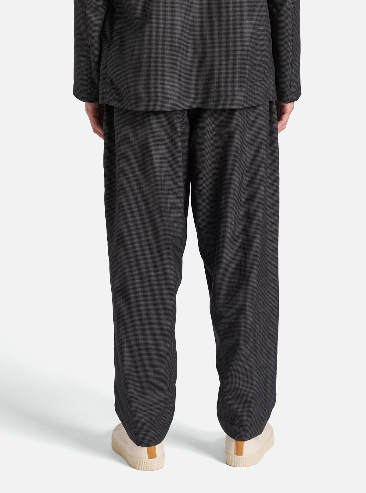 Black Mini Check Pleated Track Pant