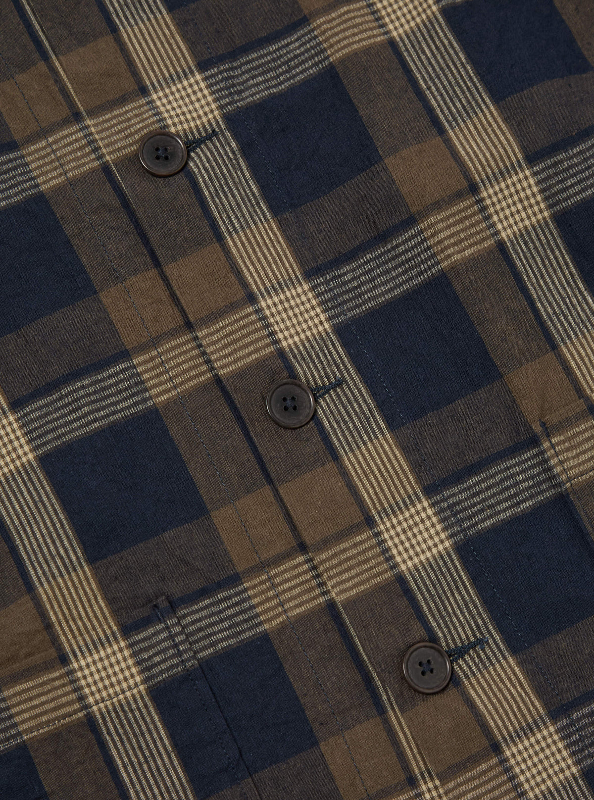 Navy/Brown Lincot Big Check Travail Overshirt