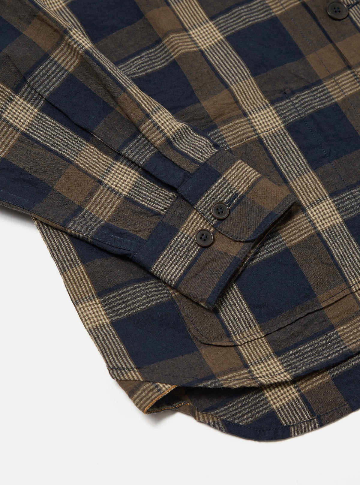 Navy/Brown Lincot Big Check Travail Overshirt