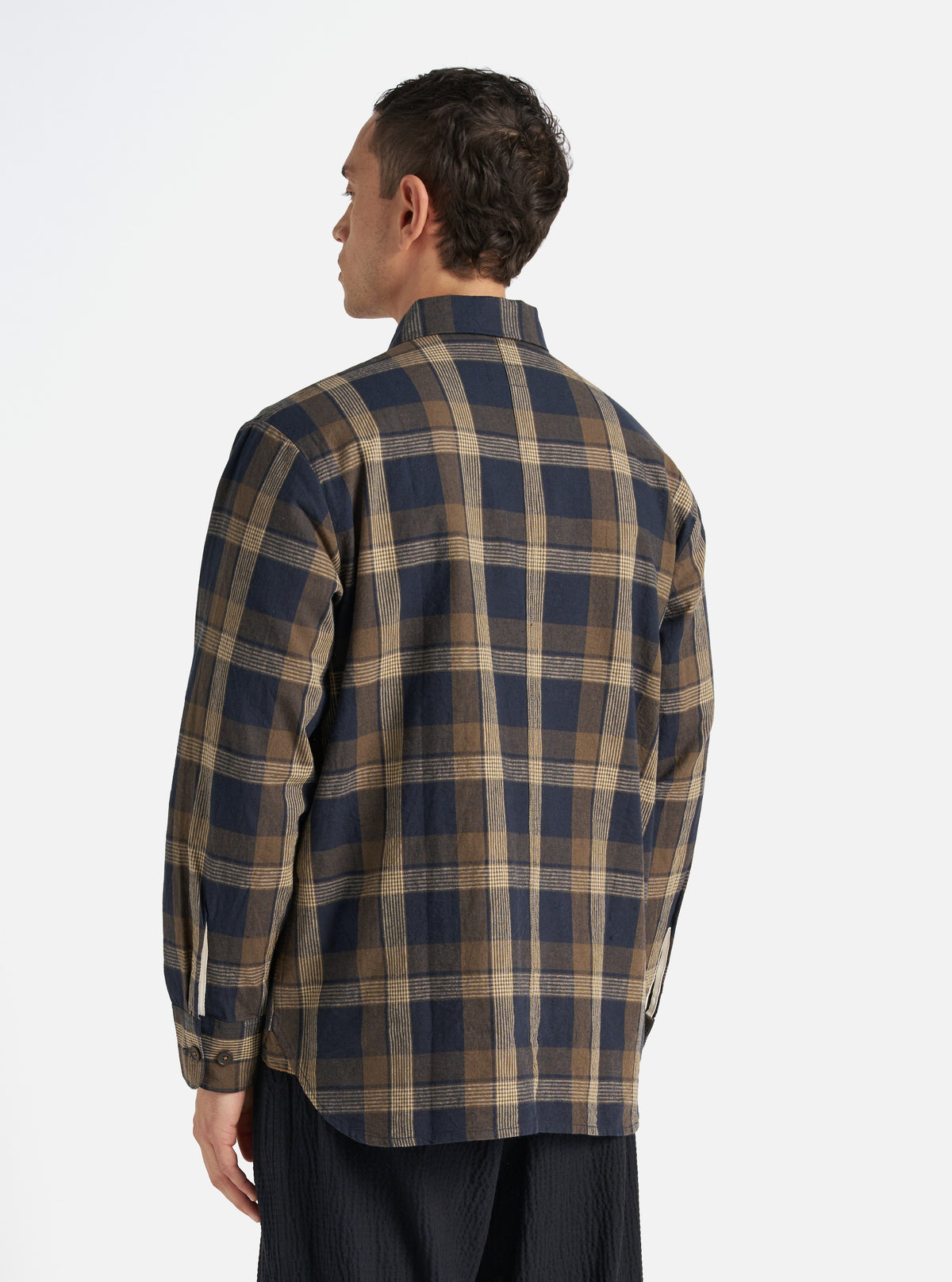 Navy/Brown Lincot Big Check Travail Overshirt
