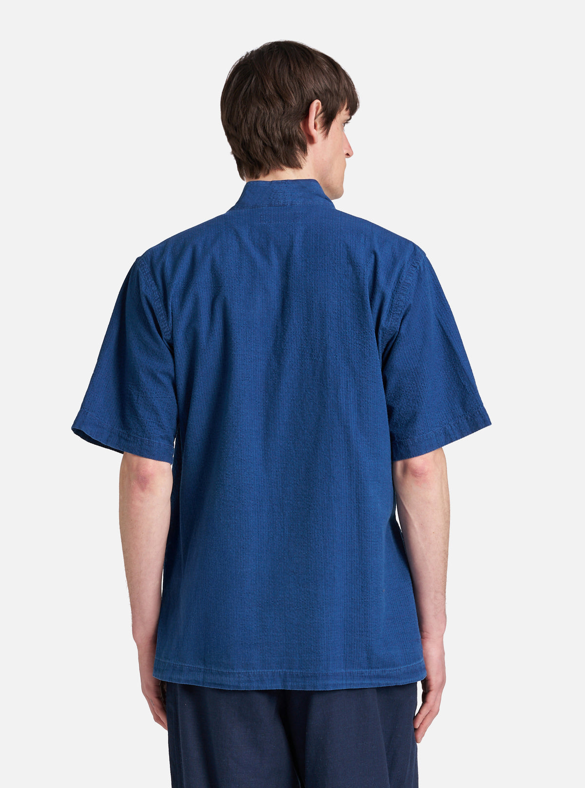 Washed Indigo Seersucker S/S Kyoto Shirt