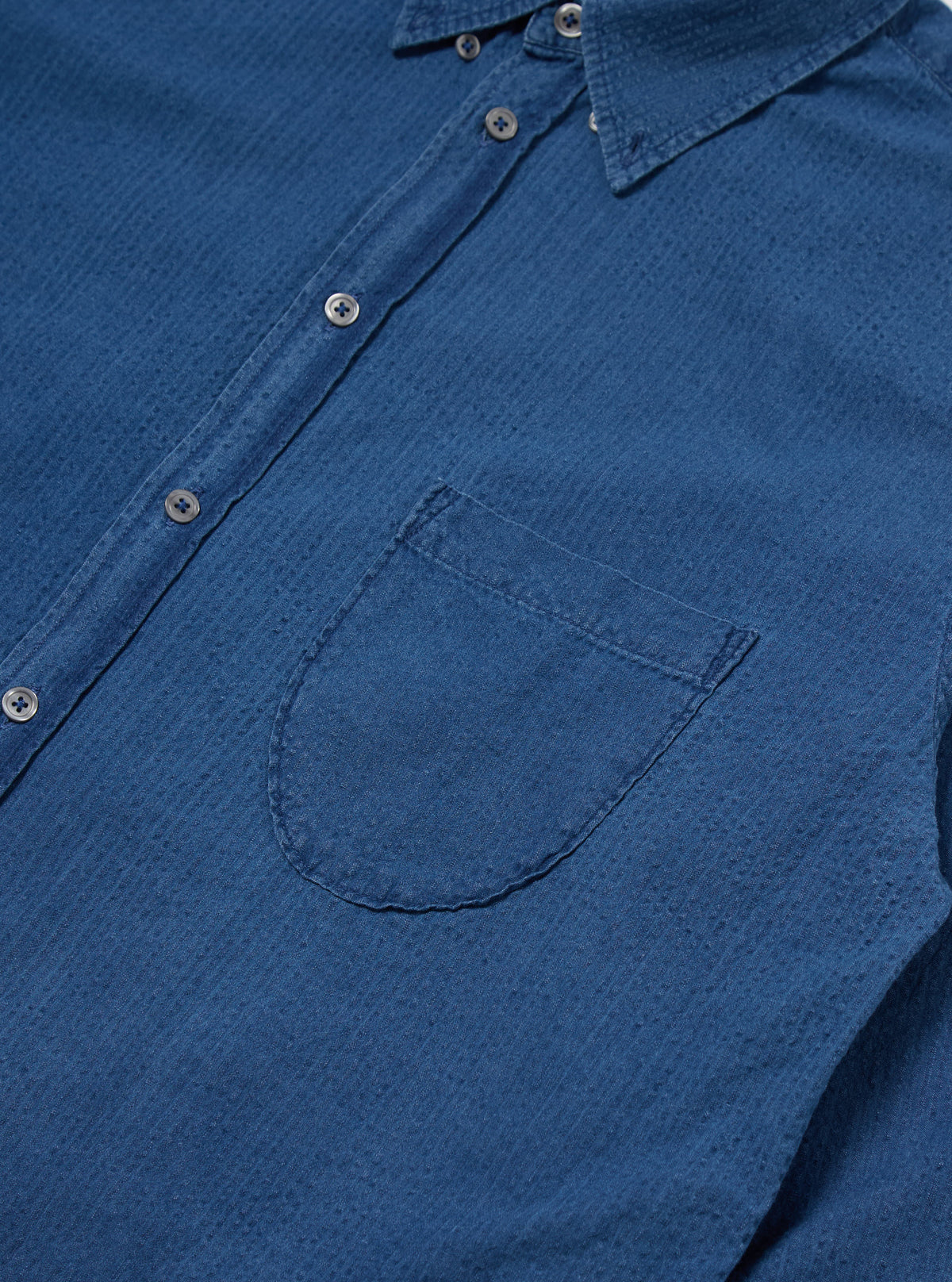 Washed Indigo Seersucker Lazy Day Shirt
