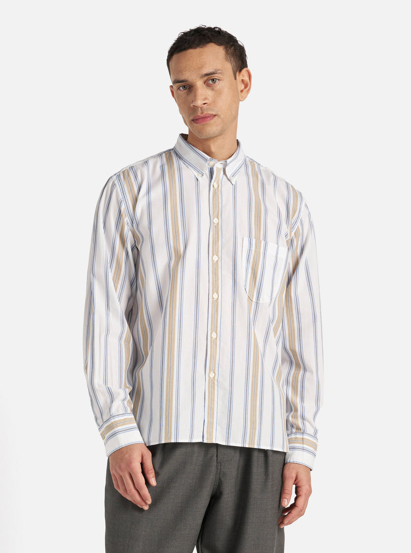Blue/Sand Pop Stripe Three Lazy Day Shirt