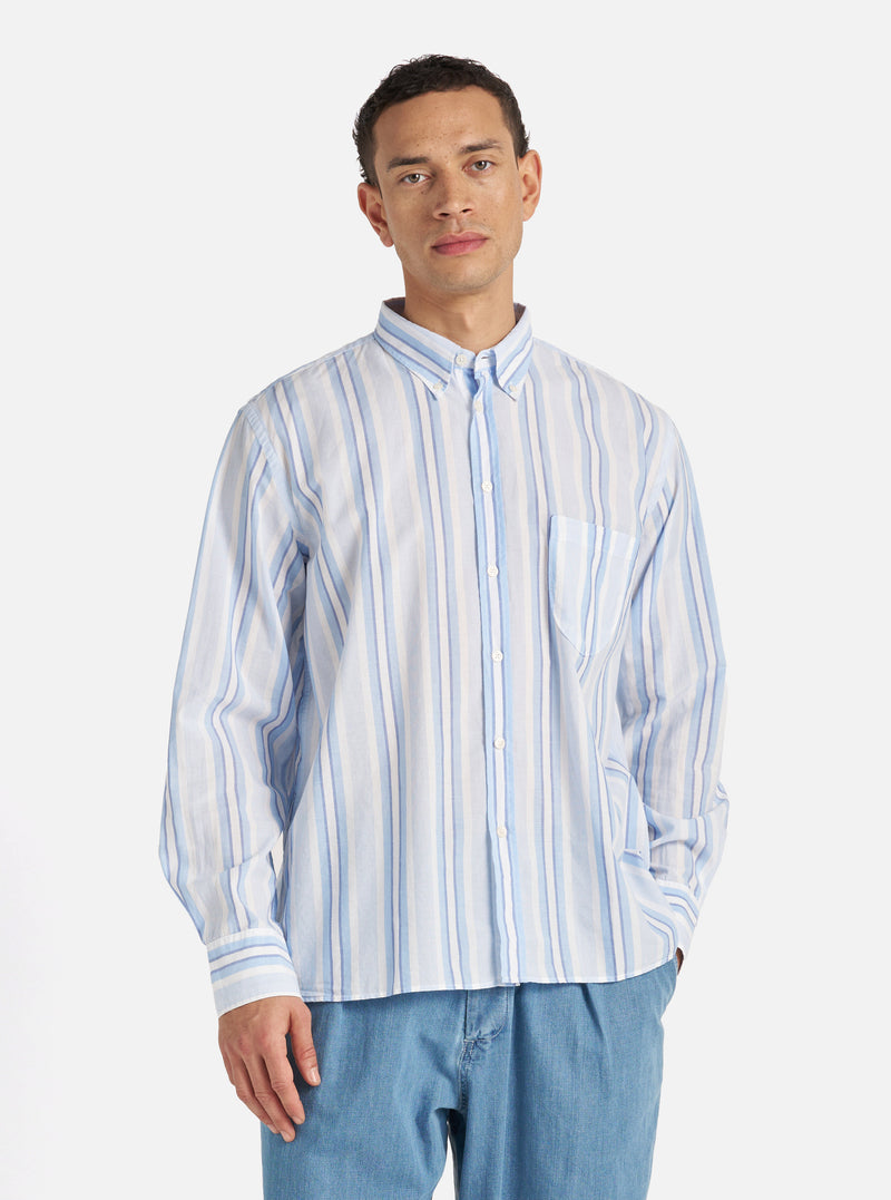 White/Blue Pop Stripe Two Lazy Day Shirt