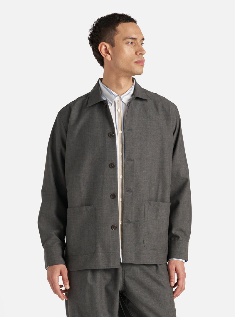 Grey Marl Tropical Suiting Travail Overshirt