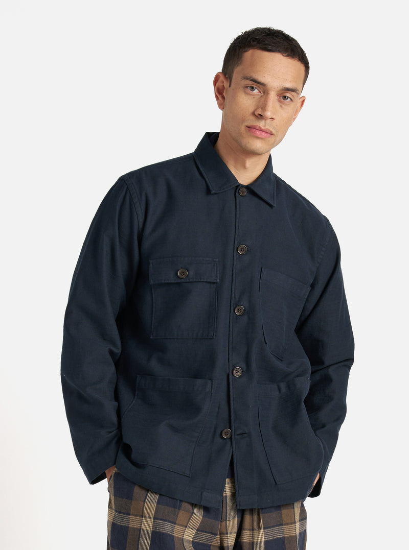 Navy Slub Sateen Dockside Jacket