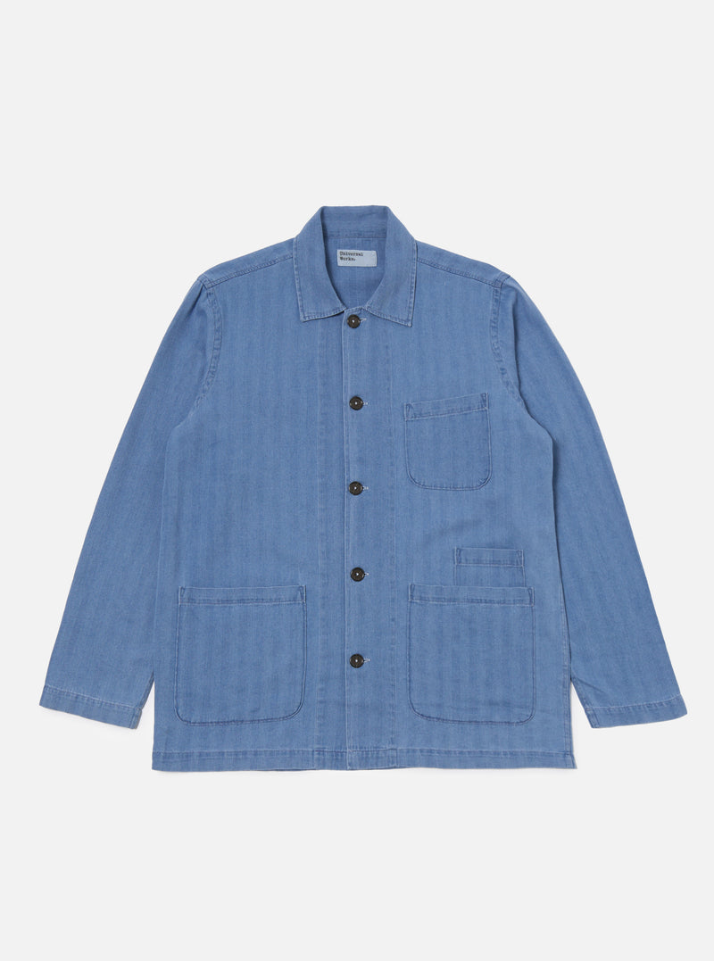 Washed Indigo Herringbone Denim Bakers Overshirt