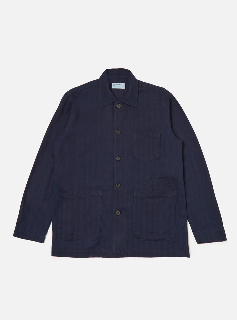 Indigo Herringbone Denim Bakers Overshirt