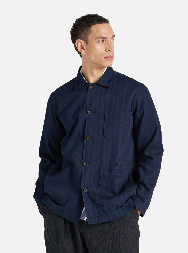 Indigo Herringbone Denim Bakers Overshirt